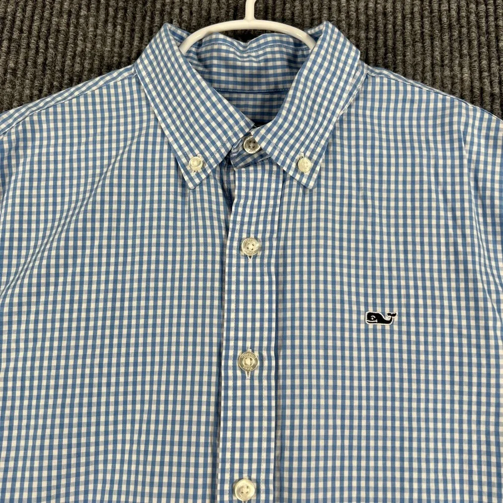 Vineyard Vines Shirt Youth‎ Boys Large Blue Check Long Sleeve Button Down